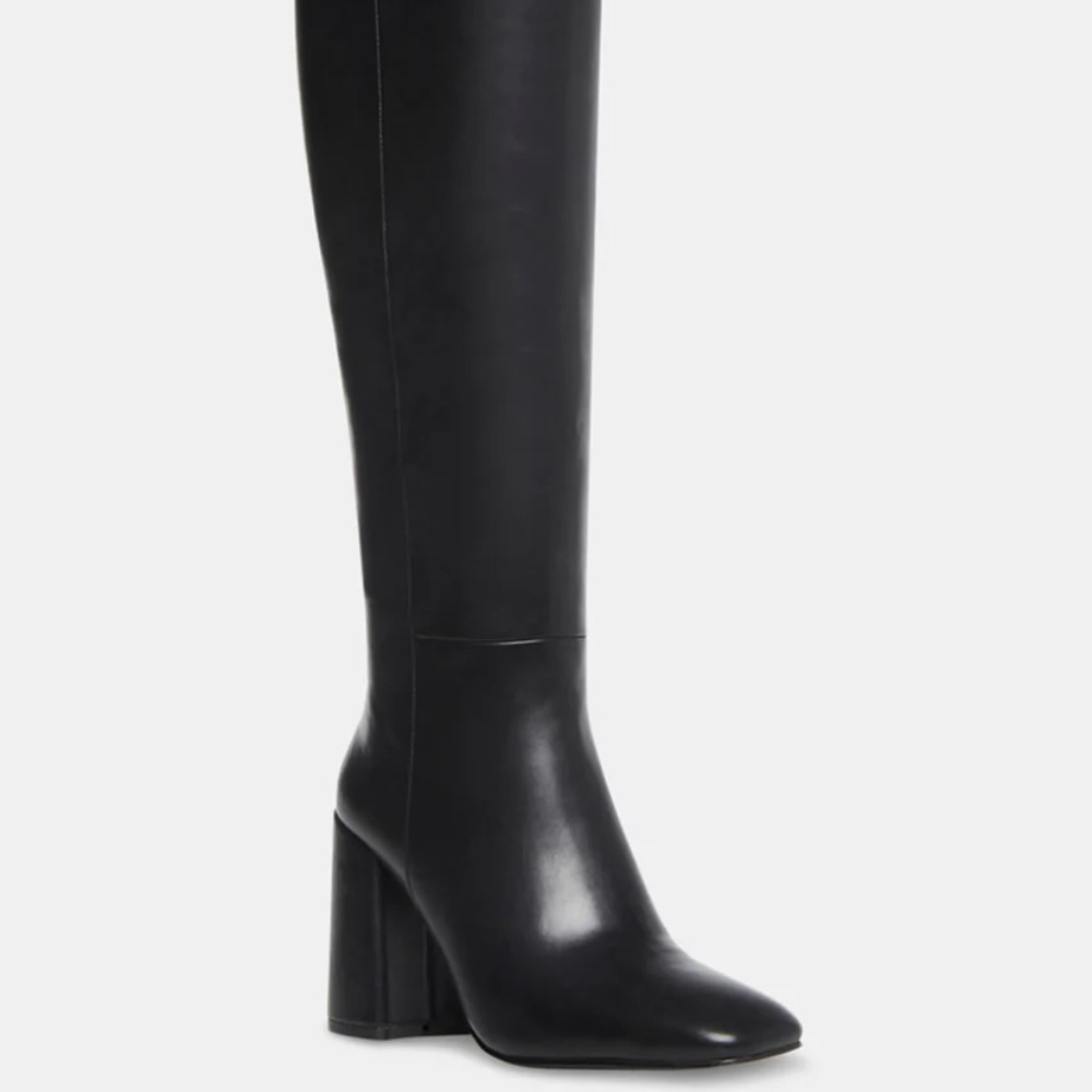 WILLIAM Black Knee High Block Heel Boots